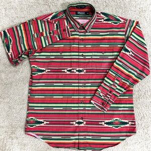 Polo Ralph Lauren Button Up Shirt Men's XL Aztec Southwestern Serape 90s Navajo